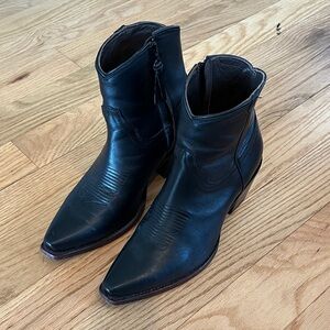 Tecovas Black Leather Ankle Booties